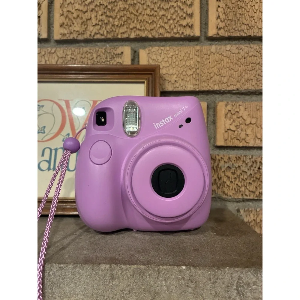 Fujifilm Instax Mini 7+ Instant Film Camera Purple/Pink with Wrist Strap Tested